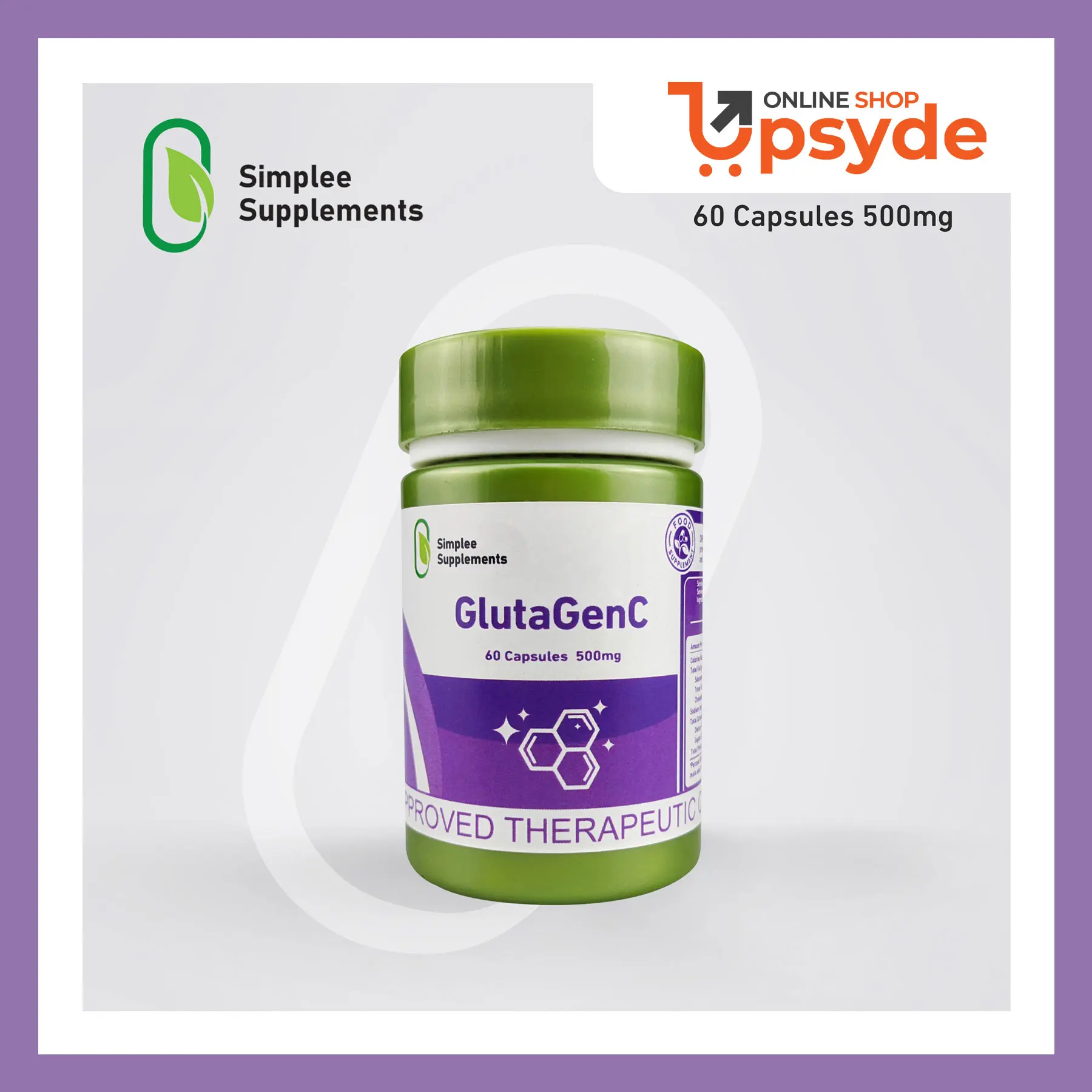 Simplee GlutaGenC Whitening Capsule Supplements  FDA Approved | 500mg | 60  Capsules  Combines Glutathione, Vitamin C,