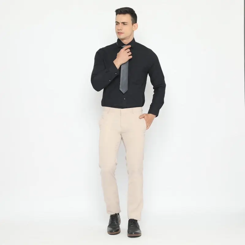 Code Male Celana Bahan Premium Cream Formal Straight Cut Slim Fit 0