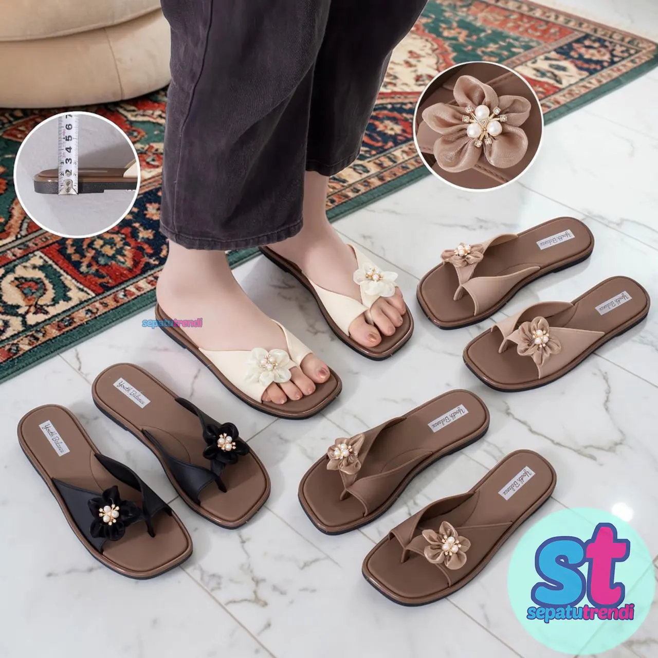Sandal Wanita Bunga Cantik Elegan Sendal Jepit Jelly Premium JPBGALBR