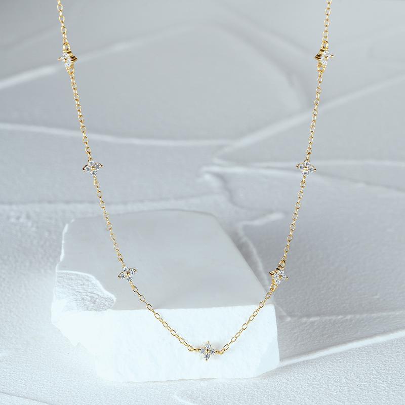 Product Introduction of AIDE 925 Sterling Silver Stacking Choker Chain Women Dainty Flower Zircon Necklace Geometry Korean Clavicle Neck Jewelry Gifts 4