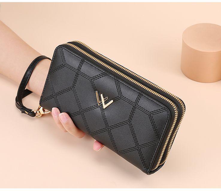 Product Introduction of 2024 New Ladies' Purse Long Wallet Girls Rhombus Double Layer Zipper Fashion Clutch Wallet classy  wallet minimalist  wallet  student 11