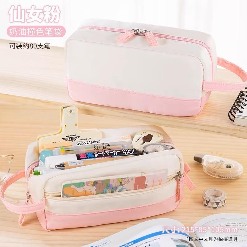 Túi bút, túi đựng bút angoo basic vải dù dày dặn chống nước 4 ngăn có khoá kéo bên trong form to rộng rãi, phù hợp học sinh, sinh viên, dân văn phòng