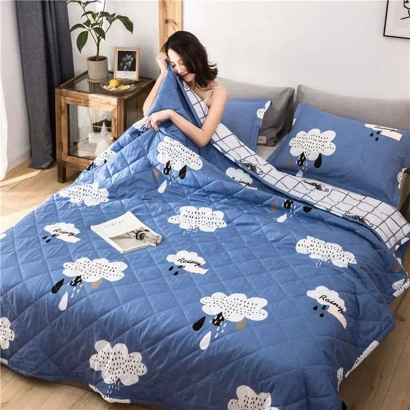 Hot Sales Cotton Cartoon Quilt Single / Queen Size Blanket Breathable Cotton Blanket | Selimut Homestay Comforter Bed Sheet Bedding Soft Textiles