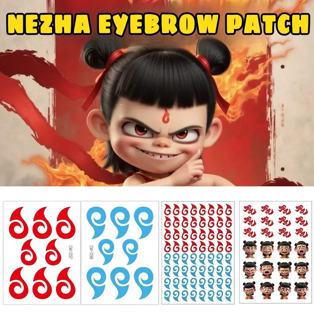 1 Set Nezha Forehead And Eyebrow Center Magic Cute Tattoo Sticker Anime Marvel Aobing Red Heart Tattoo Sticker Eyebrow Center Sticker