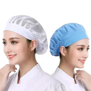 ARR SANJAYA Topi Jaring Hairnet Jaring Topi Koki Chef Unisex Biru Seragam Karet Drill Chinese Style Kuat Nyaman