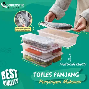 Toples Panjang Serbaguna  Wadah Penyimpanan Spaghetti Mie Ikan Snack Makanan Plastik Dengan Roda Kamar Tidur Makanan Gaya Korea Putih