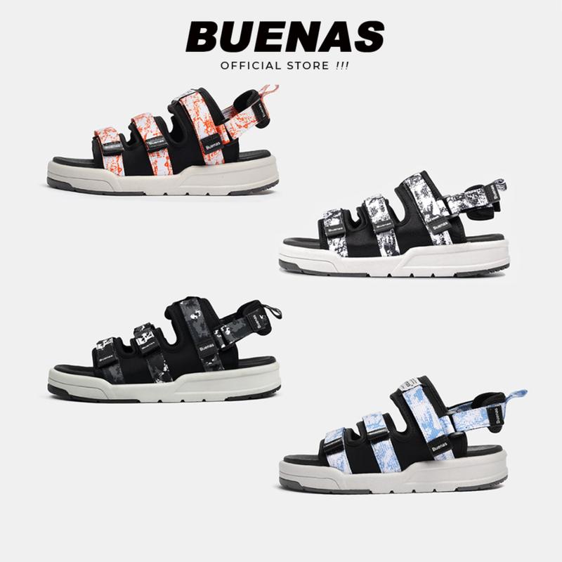 Sandal nam nữ Buenas 7979 quai ngang, dép quai sau cao 3cm đi học, đi làm, đi chơi