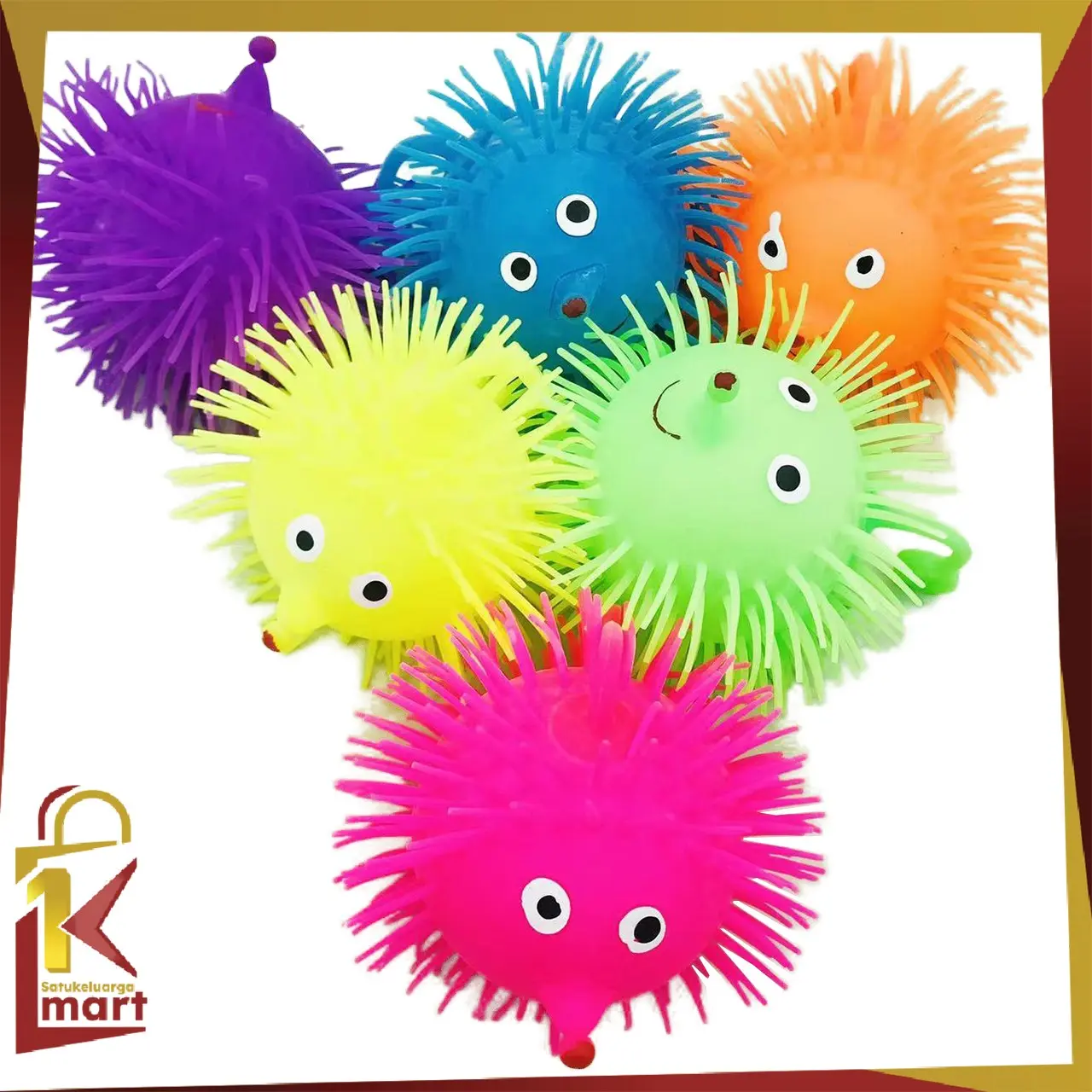 [COD] SM M289 Mainan Anak Bola Duri Lampu Yoyo Karet Warna Warni Ubur Anti Stres