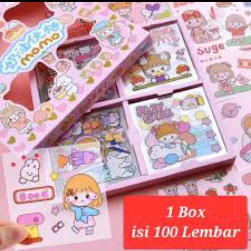Sticker Momo Waterproof isi 100 lembar / Stiker mainan anak viral kartun korea 5