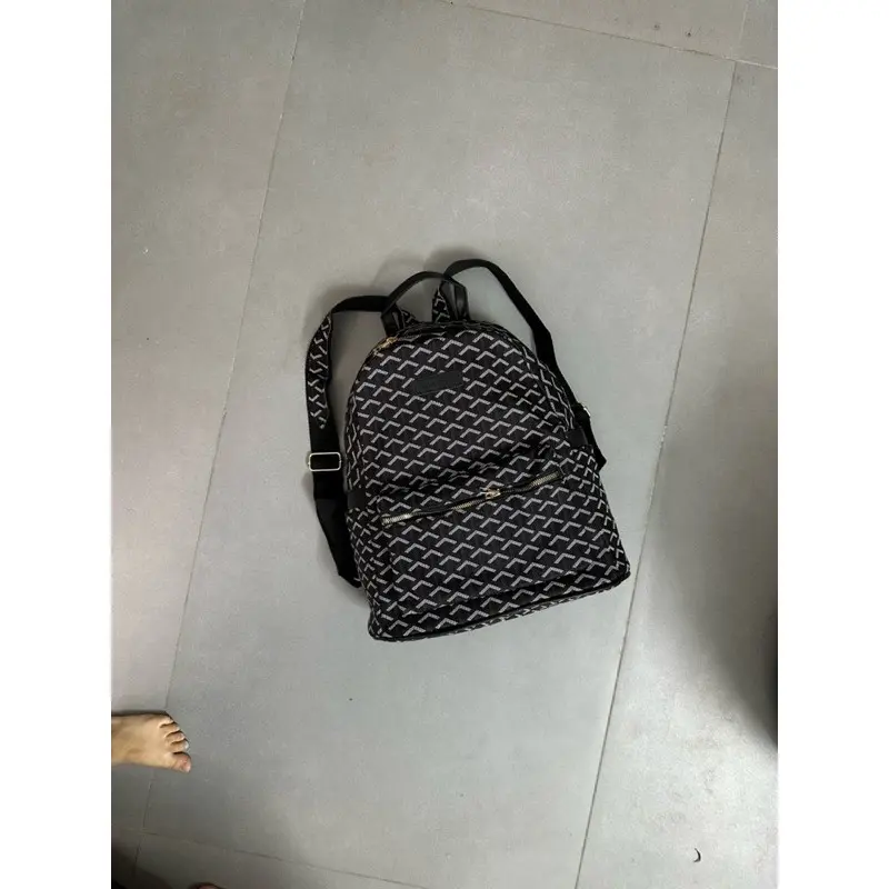 Balo thời trang nam nữ đi học màu đen size 32x40x15 Đeo Vai Backpack Da 4
