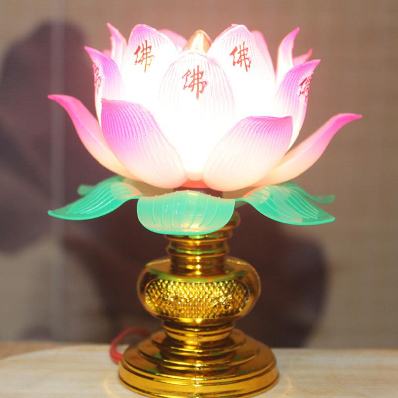 Product Introduction of 1pcs Buddhistic Lotus Lamp Colorful Lotus Lamp Desktop Decoration Light for Home Meditation Worship Buddhism Temple 17