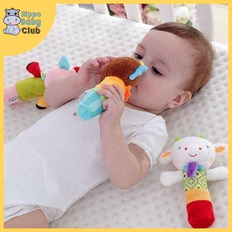 Baby Soft Squeeze Rattle Ring Bell Toys Plush Animal Bells Toys ...