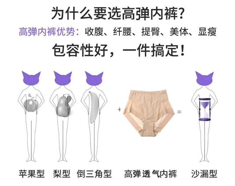 Product Introduction of Foreign Trade Popular Style Sexy Mid Waist Ice Silk Seamless Panties Women's Comfortable Breathable Hip Lifting Briefs plus Size 12