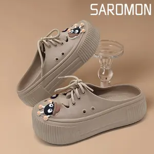 SAROMON Sandal Wanita Kekinian Empuk Sandal Fuji Wanita Wedges Korea Sandal Jelly Wanita Tinggi