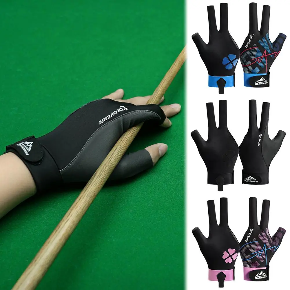 Open Finger Billiard Pool Gloves Adjustable Sticker Pool Amateur Lightweight Reusable Gloves U5S1