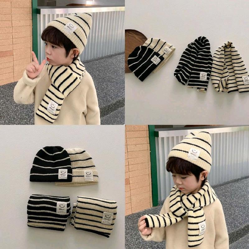  Bộ khăn len và mũ ấm áp cho bé mùa thu đông phong cách Hàn Quốc đẹp bé trai bé gái 6 tháng - 5 tuổi - Hat Sandal Gile 