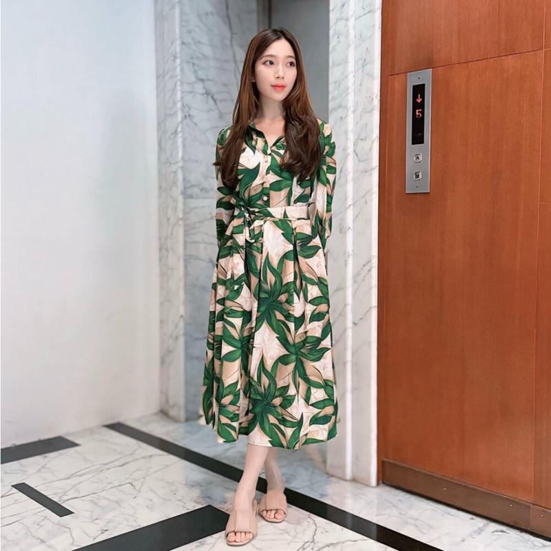 Product Introduction of [Ready Stock] FADFAD Gaun Rok Panjang Sedang Lengan Panjang Bermotif Cantik Gaya Modis 5