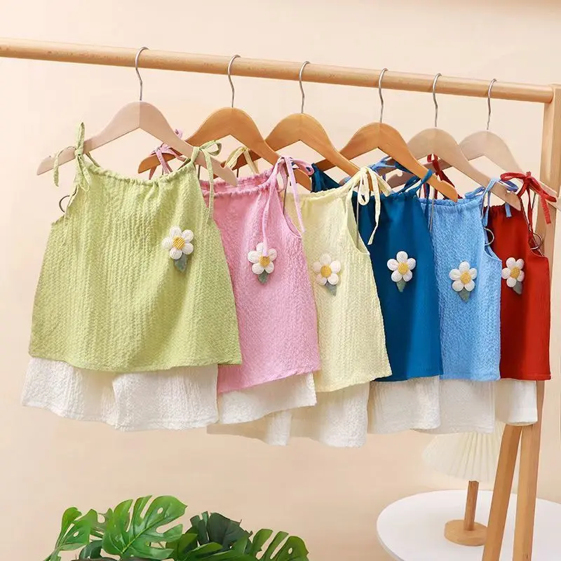 Trang Phục Mùa Hè Cho Bé Gái, Phong Cách Mới, Bộ Váy Hai Dây Cho Em Bé Gái, Chân Váy Và Quần Đùi Hợp Xu hướng Thời Trang, Bộ Hai Mảnh, Được Thu Thập Bởi 20.000 Người, Năm 2025