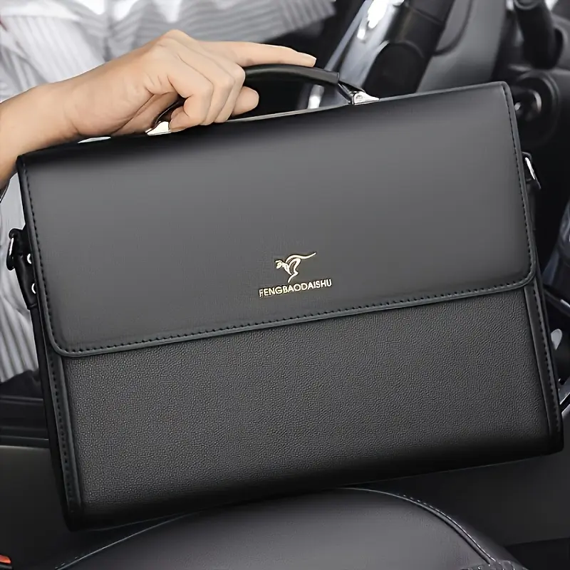 Men'S Business Briefcase, Personalized Men'S Accessory - Featuring Studded Details - Brown, Single Top Handle, 43.31-Inch Shoulder Strap, Suitable for Daily Commuting And Meetings, Everyday Carry Bag | Elegant Briefcase | Durable Handle, Br 2