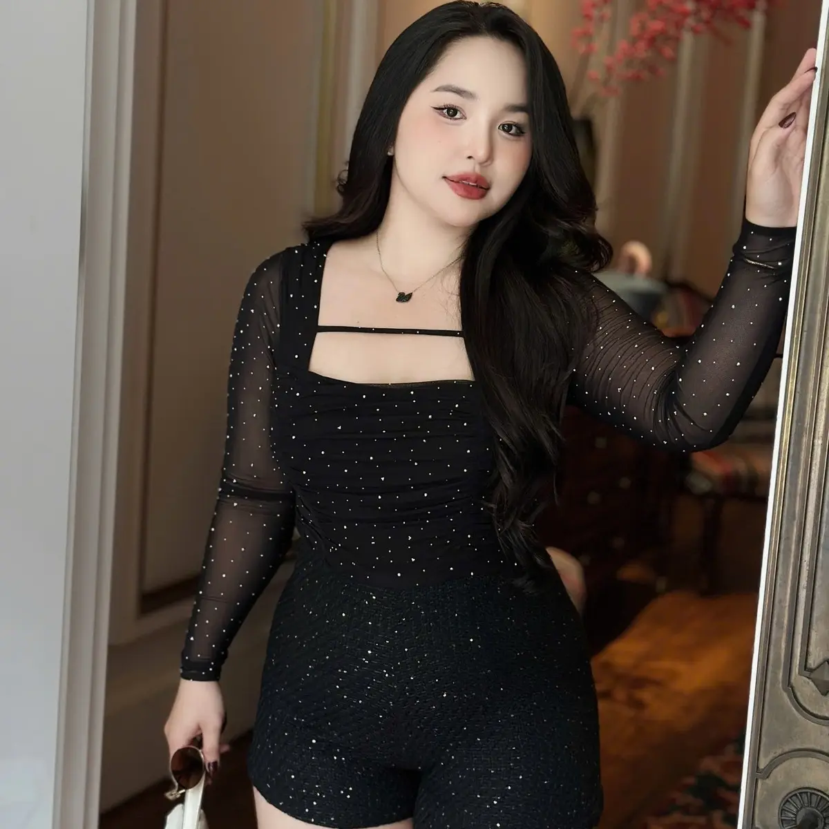 | Chang Tròn |    - Jum Nhũ Ánh Kim Phối Lưới Cao Cấp Sang Chảnh - dưới 1m65