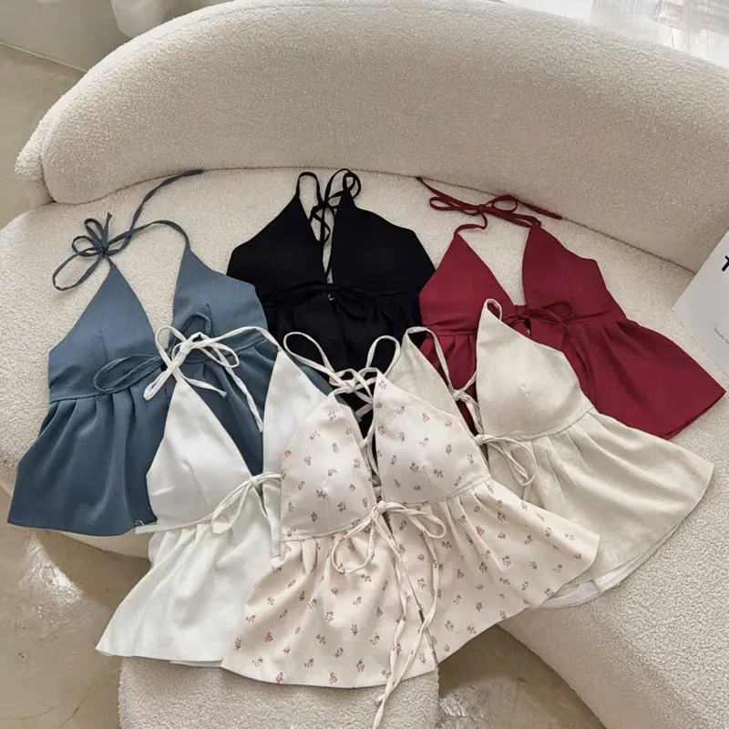 Áo Dây Linen Cột Cổ Babydoll Có Mút [Một Mẩu House]