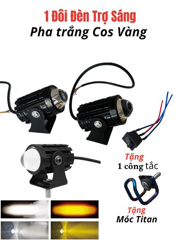ĐÈN TRỢ SÁNG MINI V5 TẶNG KÈM CÔNG TẮC ĐÈN TẶNG THÊM 1 MÓC TITAN dây đèn led gắn xe điện trợ sáng h4s den