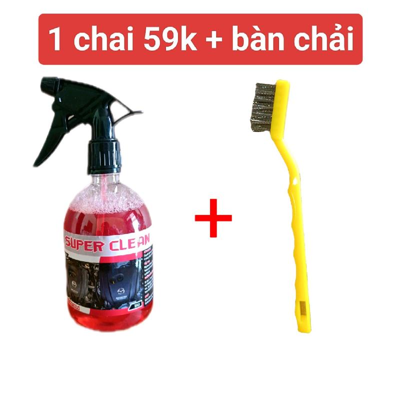 nước rửa xe  tẩy rửa lốc máy ố vàng cực kì hiệu quả không chạm tẩy sạch như mới super clean 500ml tặng kèm bàn chải đồng tay combo 11 tayloc may