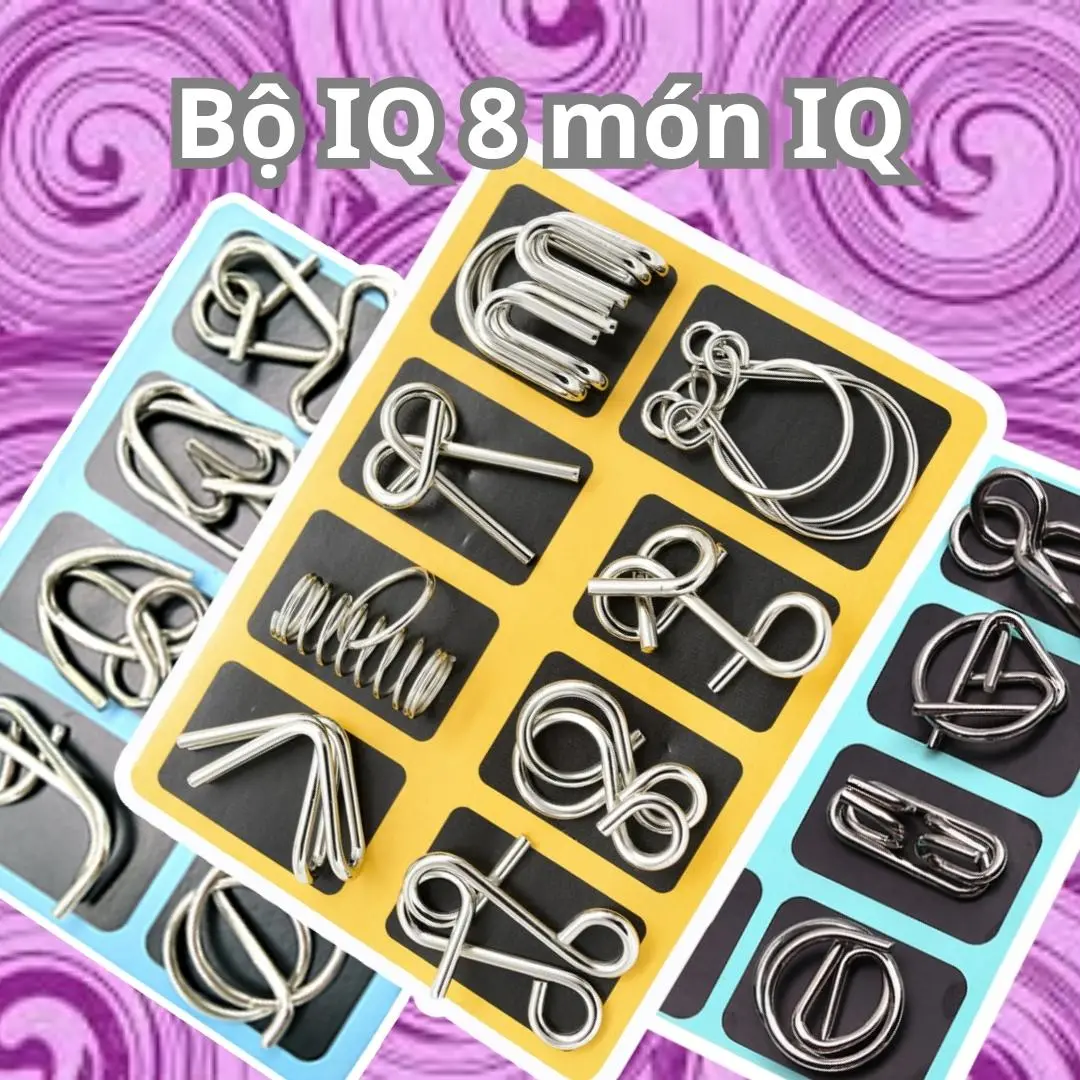 Bộ đồ chơi giải đố trí tuệ Nhật Bản combo 8 món Puzzle tăng trí thông minh IQ - Đồ chơi câu đố giải mã trí tuệ hanayama