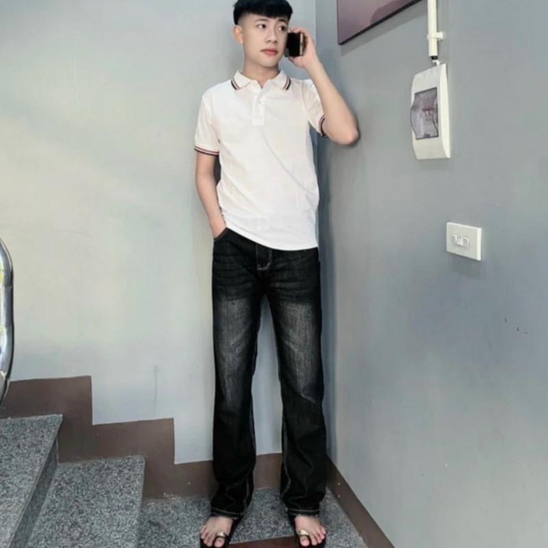 Quần jean nam ống suông boy phố form rộng chất vải dày co giãn mẫu mới nhất cháy phố Loang Menswear Cotton Ong
