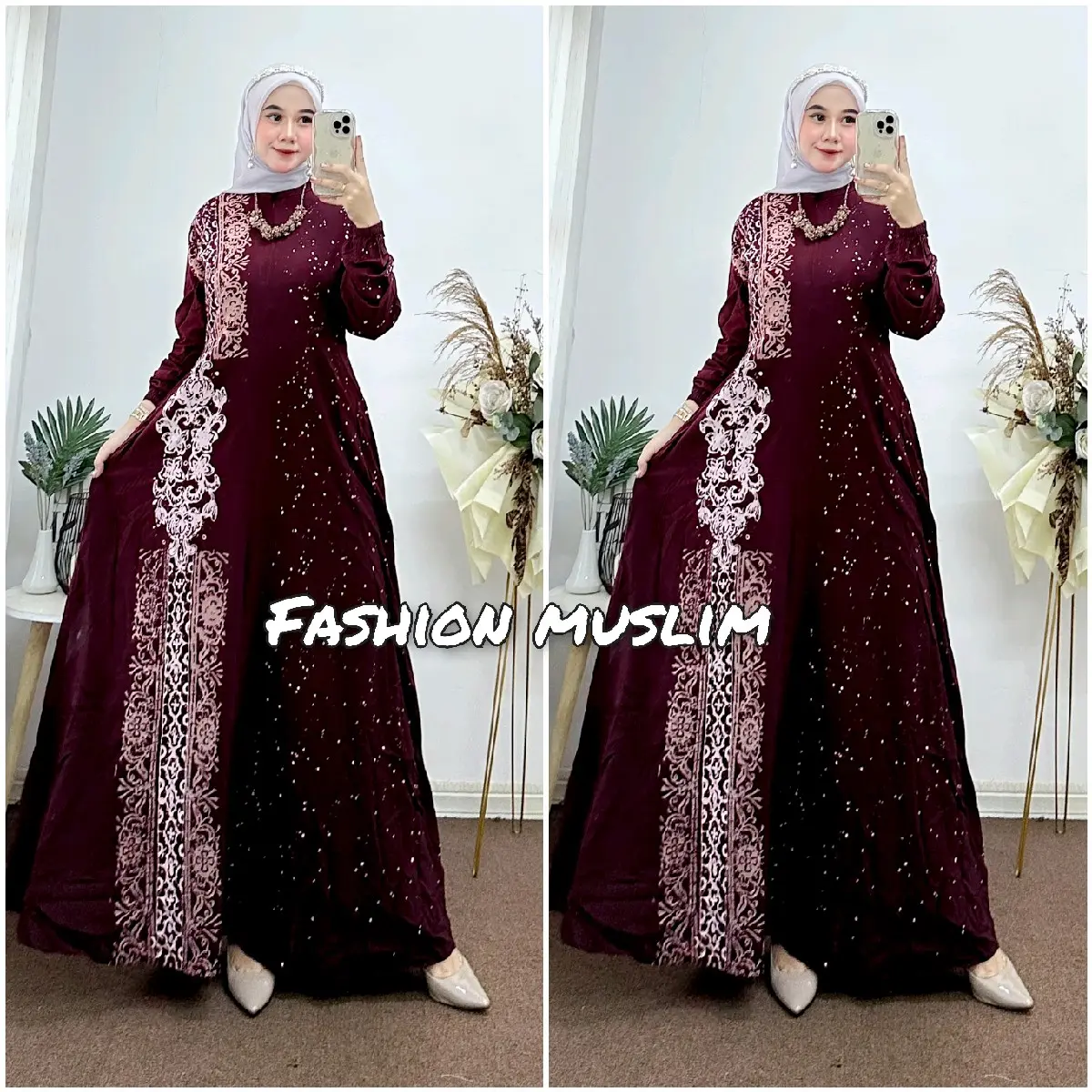 GAMIS RAYON SEMI TWILL ORI RAYON CAP MALAMAN S M L XL JUMBO Kain Muslim Motif Wanita