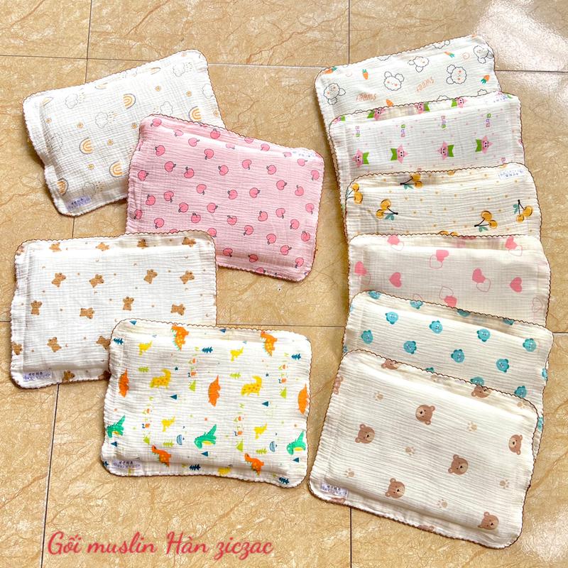 Gối muslin Hàn ziczac vải xô muslin mềm mại ️thấm hút tốt, phù hợp với làn da e bé Voi Cho Bé