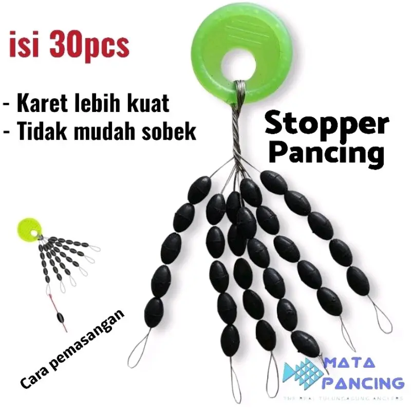 Stopper pancing untuk pembatas kail pancing dan pelampung di tengah senar stoper pancing