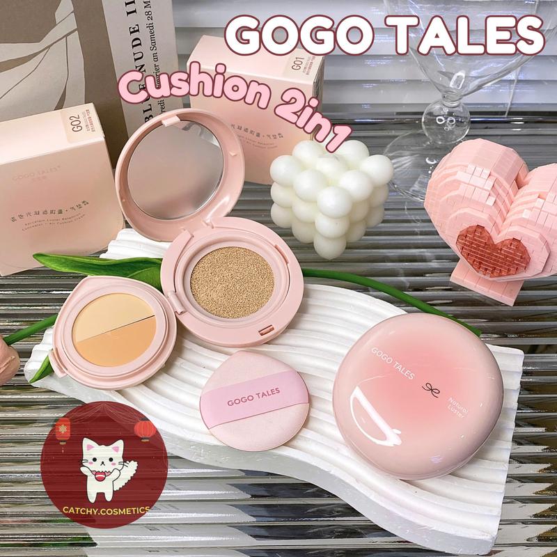 [GOGO TALES] Cushion/Phấn Nước GOGO TALES 2in1 Vỏ Hồng Nơ Kèm Che Khuyết Điểm, Finish Matte (GT675)