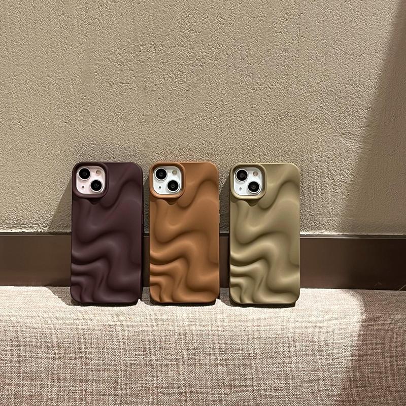 Product Introduction of Wavy Pattern Phone Case, 1 Count Solid Color Matte Phone Protective Cover, Phone Accessories Compatible with iPhone, Casing 0
