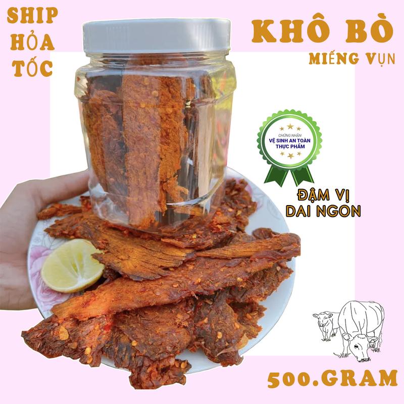 Khô Bò Vụn Mềm Củ Chi  Đậm Vị Ăn liền - Hũ  500.gram  Ăn Vặt Cay