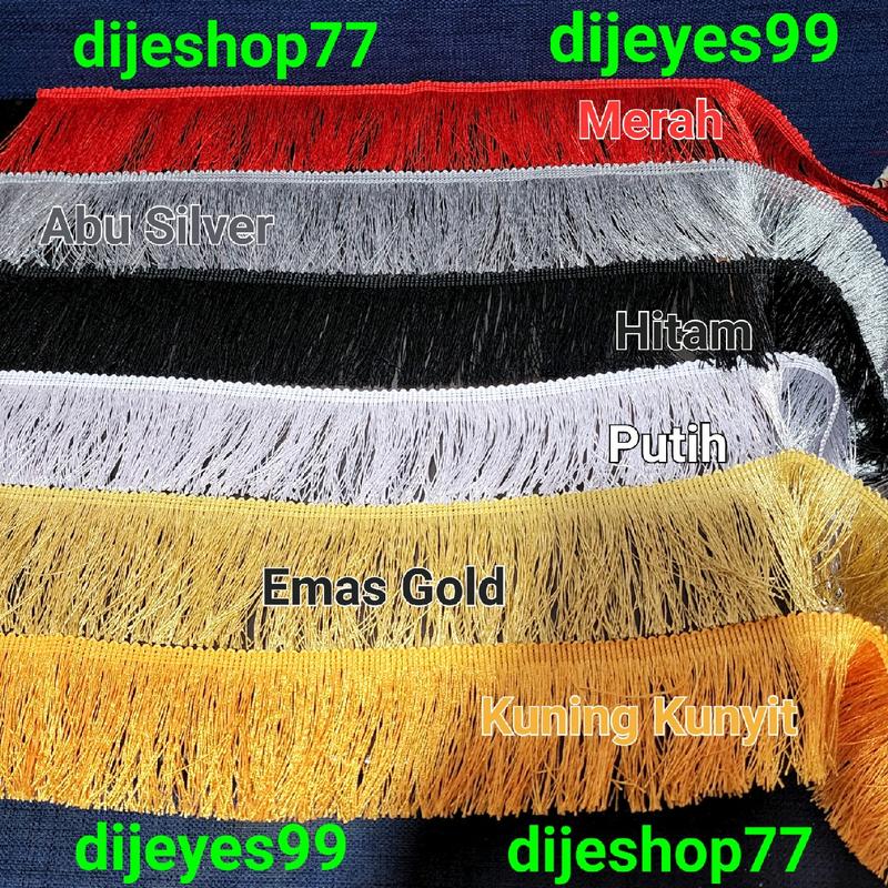 Renda Rumbai Lebar 6 cm Harga per ROLL - Rumbai Halus / Rumbai Mewah Mengkilap / Renda Rumbai sisir / Tassel Lace / Rumbai Kostum / Rumbai Gaun / Renda Sajadah / Tassel rumbai dekorasi / Renda 4