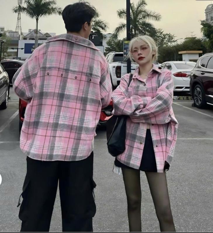Áo Khoác sơ mi caro nam nữ cổ bẻ FLANEL form rộng unisex chống nắng nhiều màu