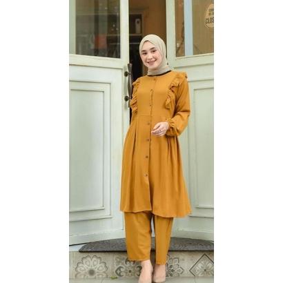 Humaira Set || Busui Friendly || Setelan Busui || Setelan Wanita || Setelan Viral Celana Kancing Karet Melar Muslim Panjang Tunik Kulot Shakila 8