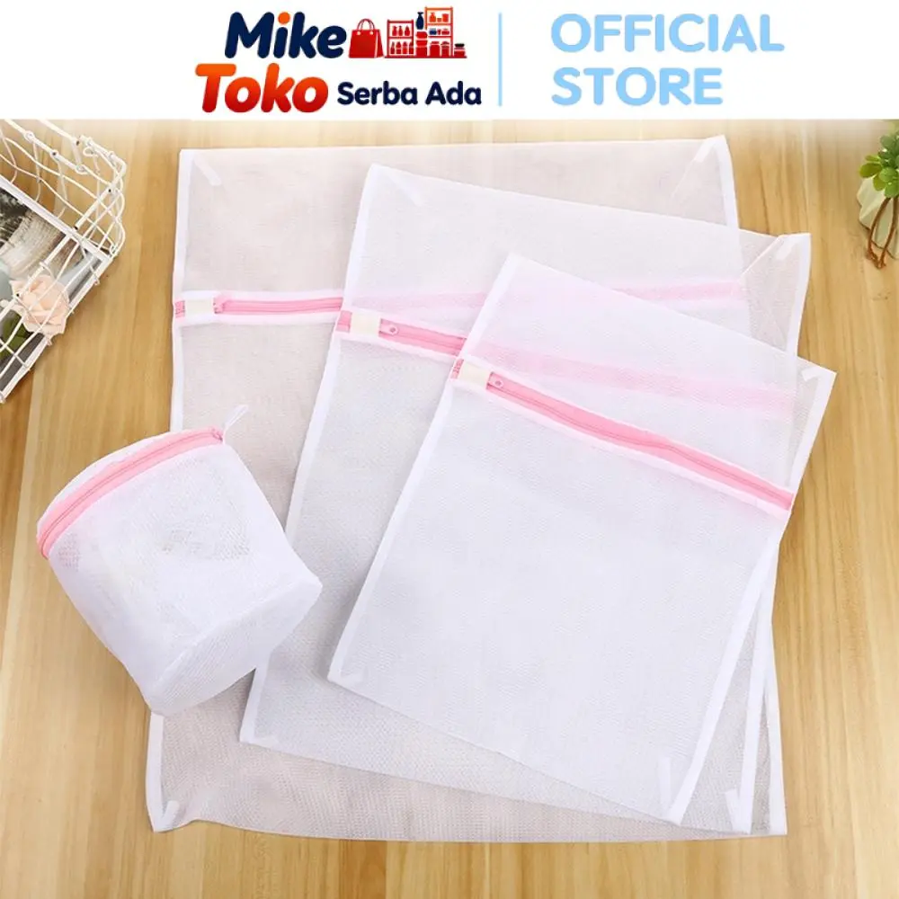 Mike Toko Serba Ada Keranjang Laundry H1075 Perlengkapan Rumah Tas Kantong Jaring Nilon Pakaian Bra Mesin Cuci Bahan Berkualitas Ukuran Besar Sedang Kecil Bulat Ringan Praktis
