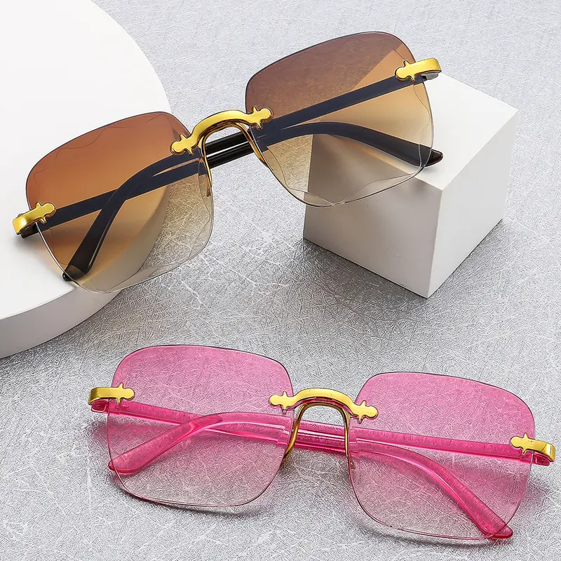 Kacamata Hitam Wanita Fashion Gaya Tanpa Bingkai Terbaru Murah Frame Lensa Sunglasses ootd  kacamata 5