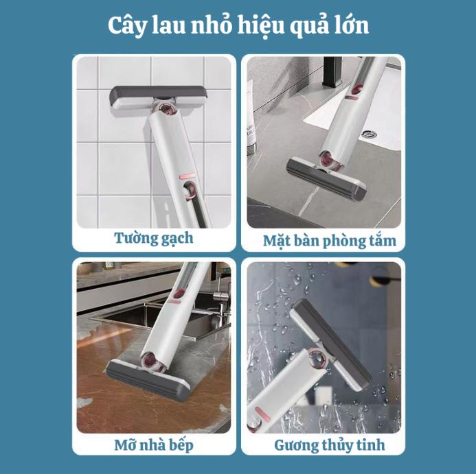 Cây Lau Bàn Bếp Tự Vắt Thông Minh Mini 25cm, Bọt Biển Siêu Thấm Hút Đa Năng, Gập Gọn Lau Sàn Cây Lau Nhà 2