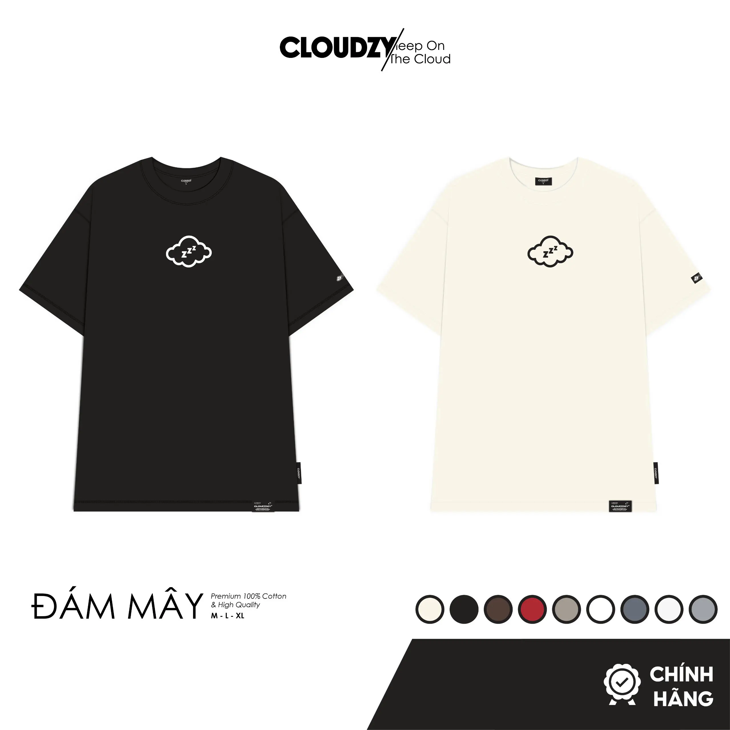 Áo thun nữ nam unisex tay lỡ phông local brand form rộng teen cổ tròn oversize cotton màu đen trắng AT ĐÁM MÂY
