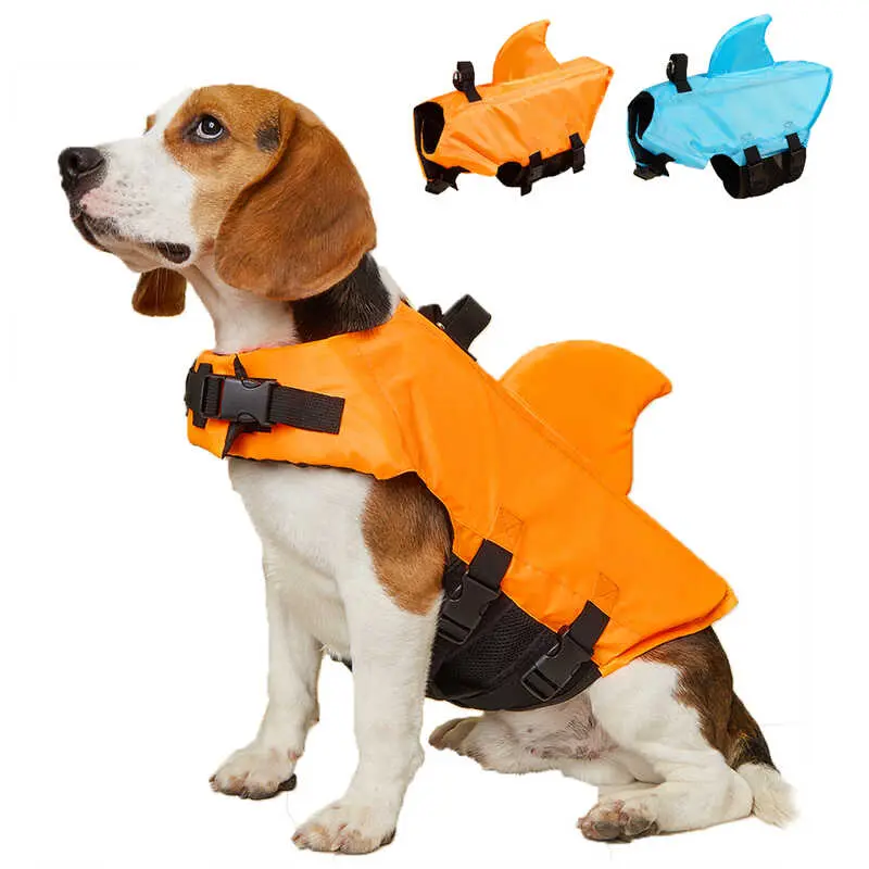 Shark Dog Life Jacket Enhanced Buoyancy Small Swimming Clothes Safety Vest with Handle for Medium Large  Surfing