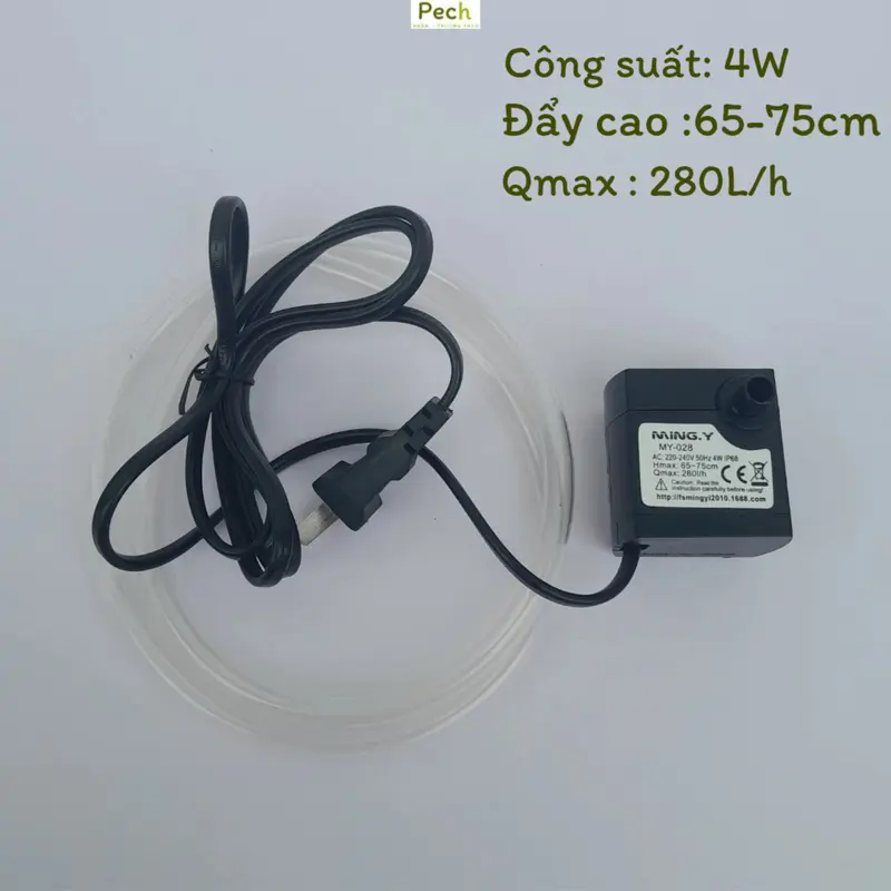 Máy Bơm Chìm 4w tạo thác nước cho Bể Cá thuỷ sinh kèm 40cm ống TI-O 1