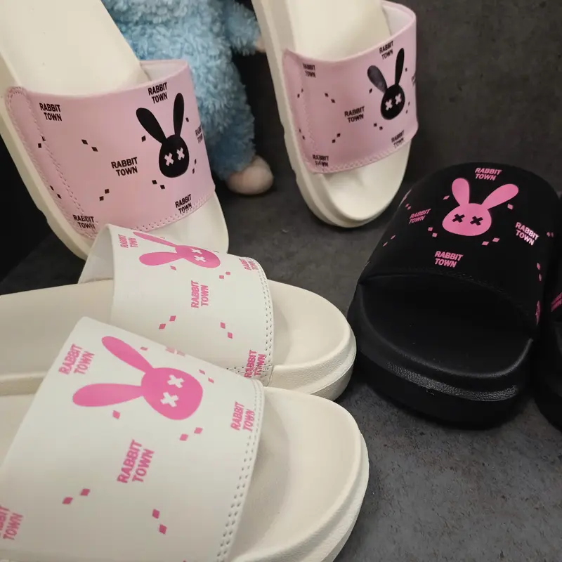 Dép thời trang Nữ,Dép Rabbit Town in thỏ, xinh xắn dễ thương, đế cao 4cm Slipper Jean DéP Có Quai 3