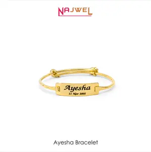 Gelang Anak Premium Najwel Ukir Nama & Tanggal Lahir Anti Karat - Ayesha - Aksesoris, Fashion Costume