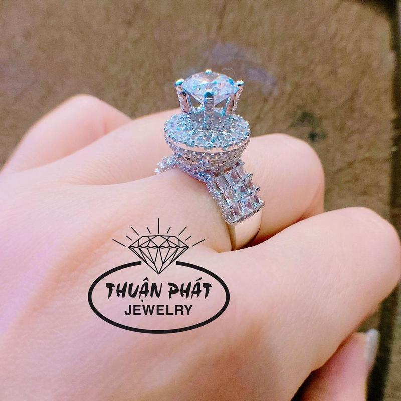 Phụ Kiện Nhẫn Nữ N01028 Halo Nữ Hoàng Viên Chủ 8li CZ Đeo Tay Sang Trọng Trang Sức Bạc Xi Bạch Kim- Bạc Thuận Phát