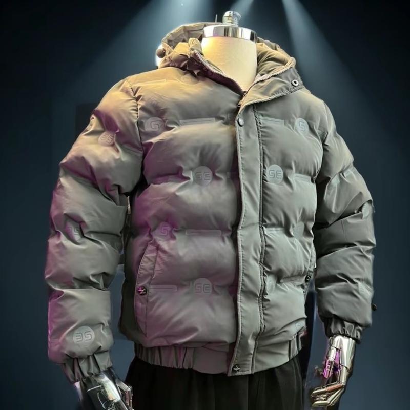  Áo Phao Nam Trần Bông 3 lớp chất nhung tăm dày dặn hoạ tiết dập nhiệt cao tầng sang trọng   mũ có tháo rời   