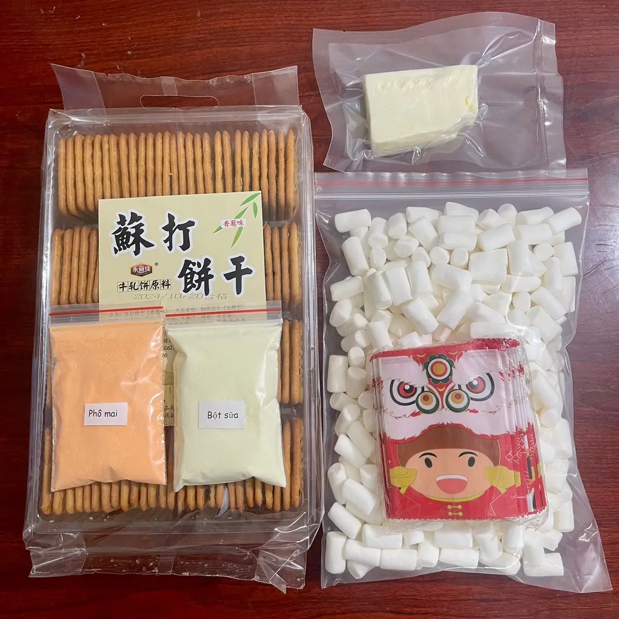 Combo tự làm bánh quy hành kẹp kẹo vị phô mai/ sữa ( làm thành phẩm được 50 cái, tổng nặng 1 kg)
