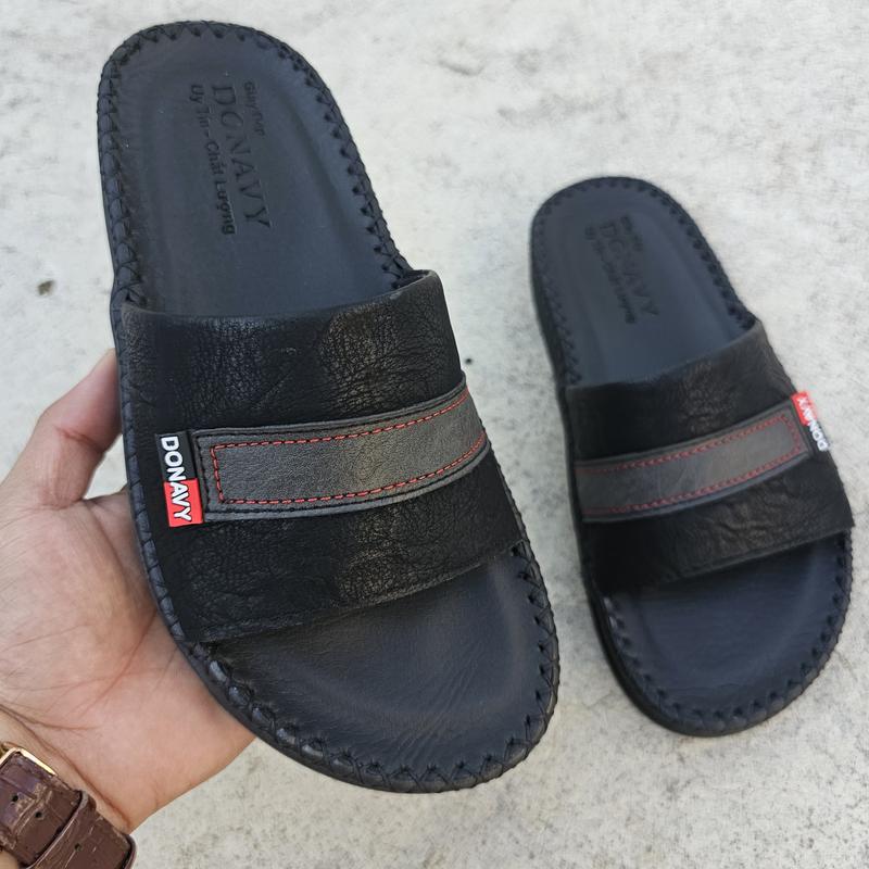 Dép Quai Ngang Nam Da DONAVY Cao Cấp, Quai Thiết Kế Cách Điệu, May Quai Và Đế Bao Chắc Chắn N.3CN dép  tommy sanpham moi 1